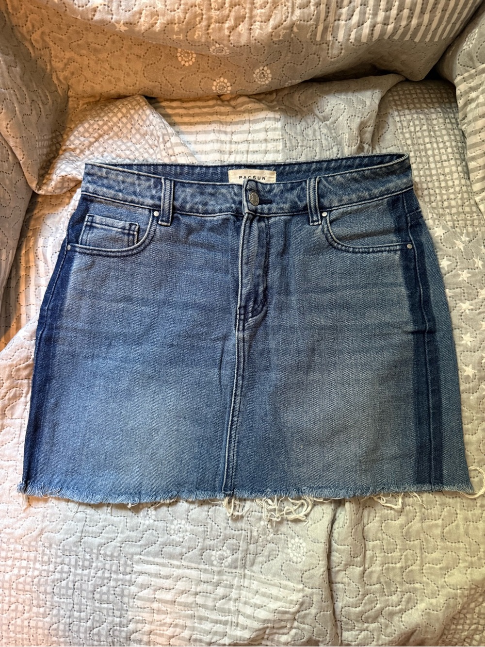 PacSun Two-Tone Blue Denim Mini Skirt